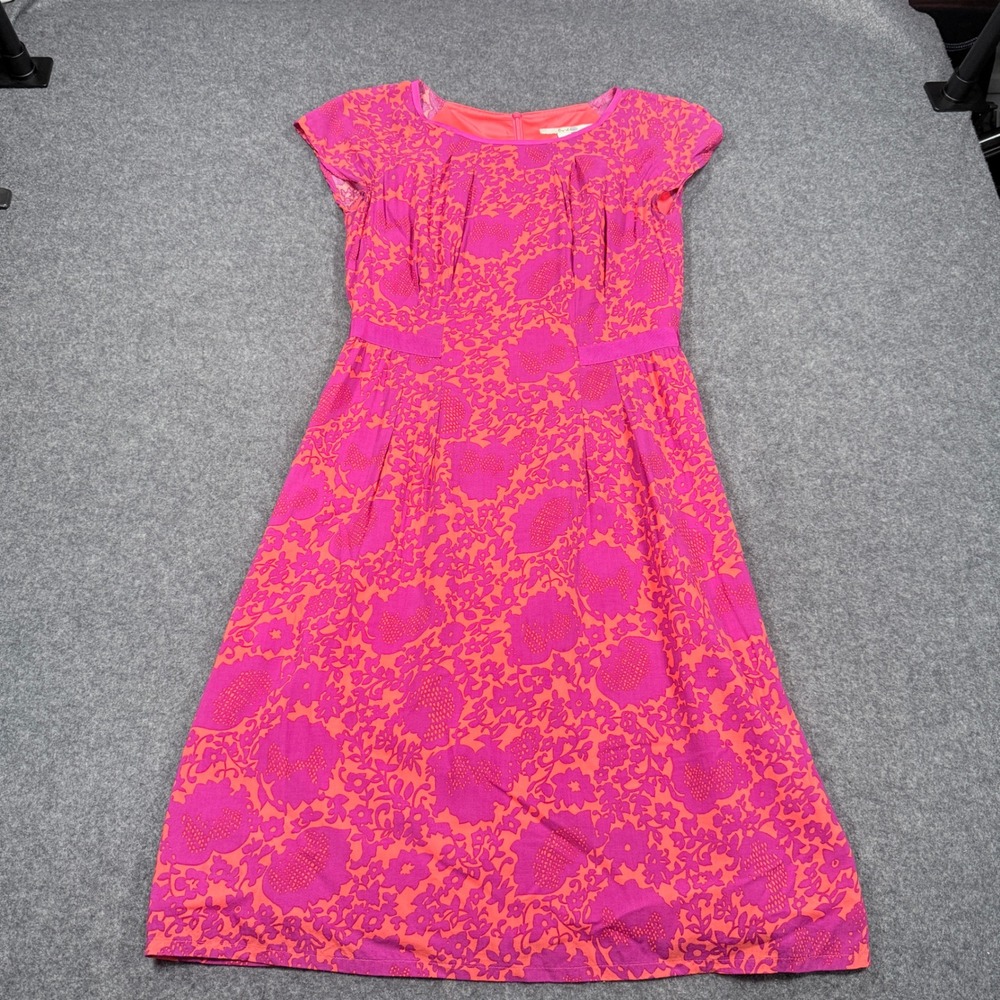 Boden Pink Orange Floral Cap Sleeve Sheath Dress Size US 6L UK 10L SC8066